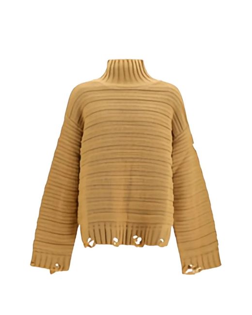 MM6 by Maison Margiela Natural Distressed Ribbed-Knit Sweater for men