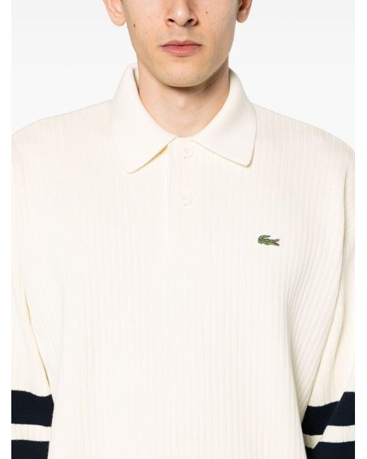 Lacoste Natural Logo-patch Ribbed Polo Jumper for men