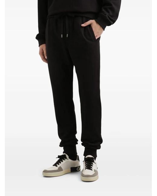 Dolce & Gabbana Black Drawstring Logo Trousers for men