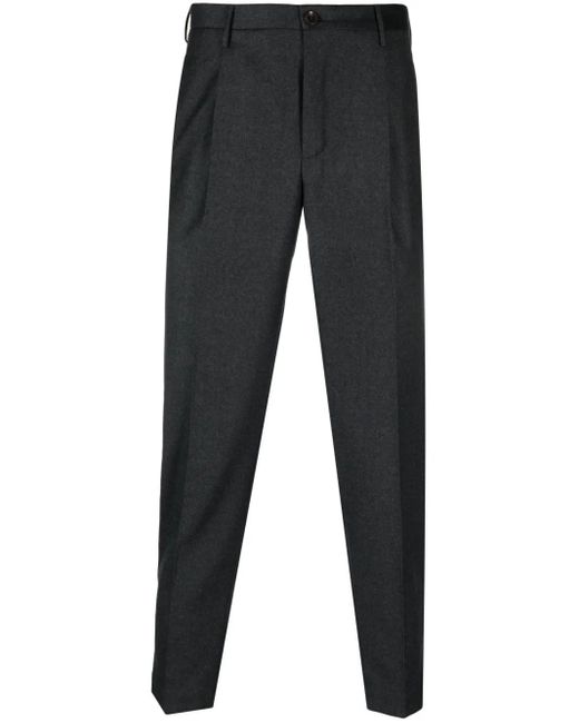 Incotex Black Pleat-Detail Tailored Trousers for men