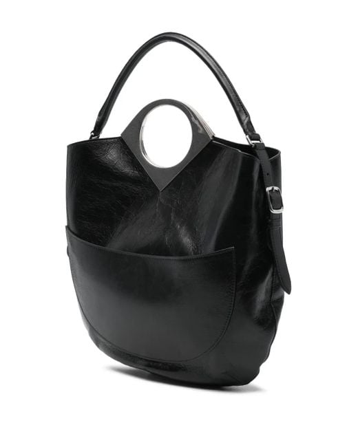 Bally Black Anni Moon Circular-handle Leather Tote Bag