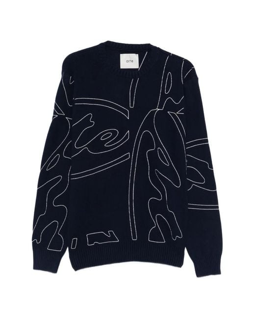 Arte' Blue Crew-Neck Sweater for men