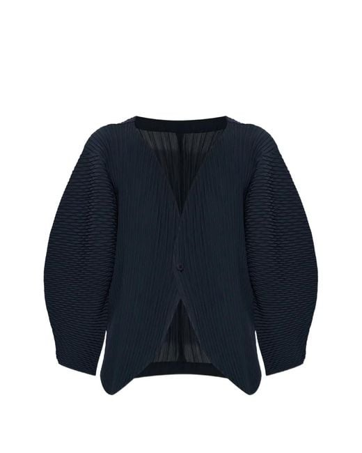 Issey Miyake Blue Pleated Cardigan