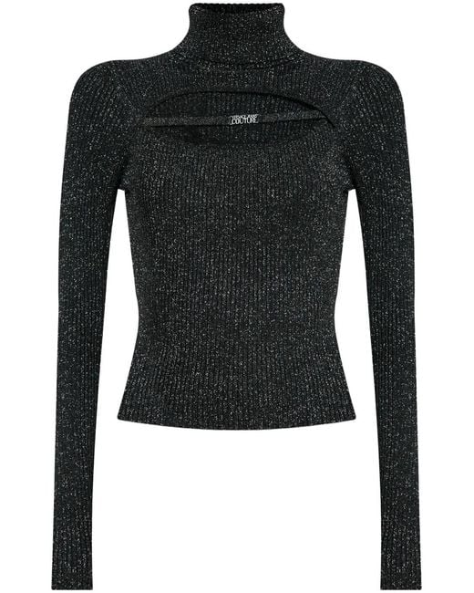 Versace Jeans Couture Black Lurex-Detail Sweater