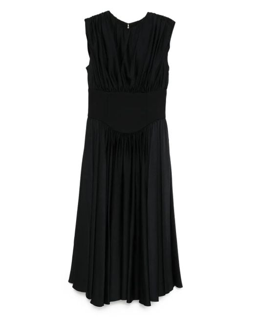 Amsale Black Back-Crepe Corset Dress