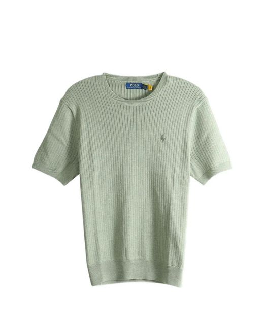 Polo Ralph Lauren Green Ribbed-Knit Short-Sleeved Sweater for men