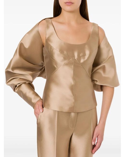 Alberta Ferretti Natural Asymmetric Satin Jacket