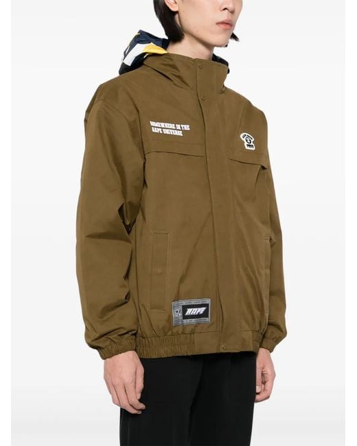 Aape By A Bathing Ape Green Logo-Appliqué Hooded Jacket for men