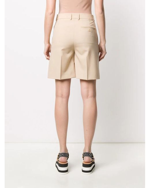 Stella McCartney Natural High-Waisted Tailored Shorts