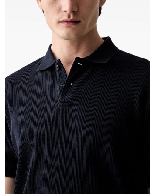 Marc O' Polo Black Ribbed Short-Sleeve Polo Shirt for men