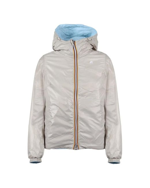 K-Way Blue Colourblock Hooded Jacket