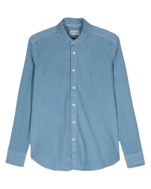 Tintoria Mattei 954 Blue Pinwale Corduroy Shirt for men