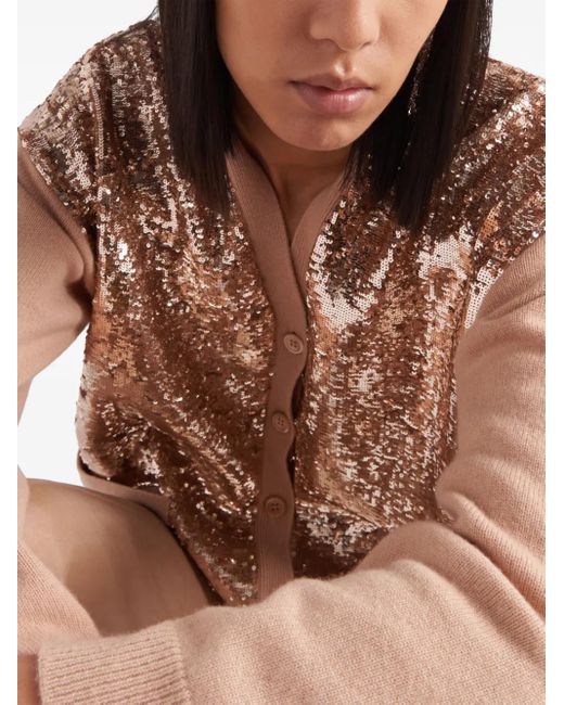 Cárdigan De Cachemir Y Lana Con Lentejuelas Prada de color Pink