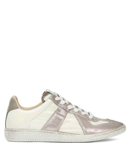 Baskets En Cuir Métallisé À Empiècements Maison Margiela en coloris White