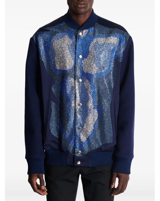 Balmain Blue Trompe L'Oeil-Print Jacket for men
