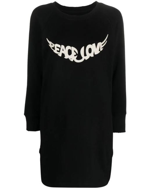 Zadig & Voltaire Black Diaz Peace & Love Mini Dress