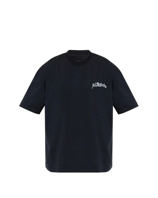 AllSaints Blue Logo-Print Short-Sleeve T-Shirt for men