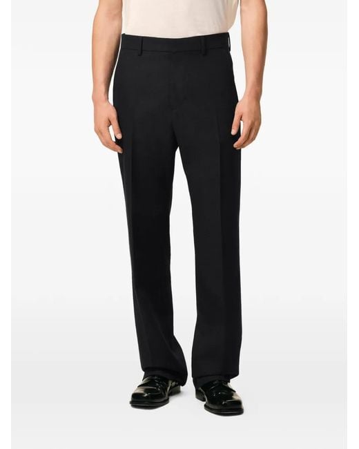 AMI Black Wool Straight Trousers for men