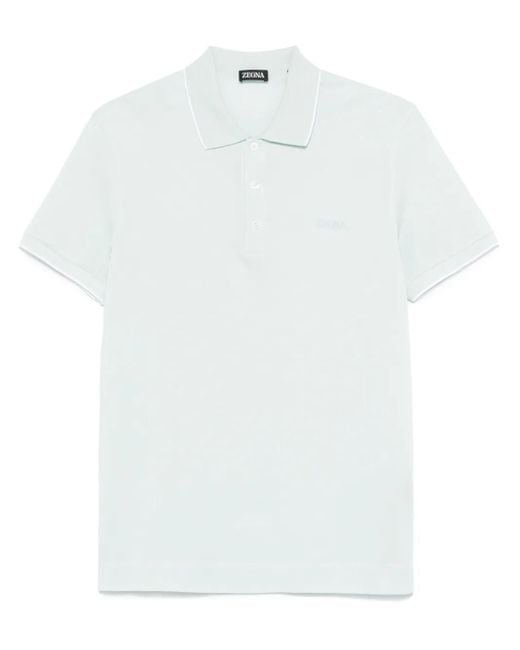 Zegna White Logo-Embroidered Polo Shirt for men