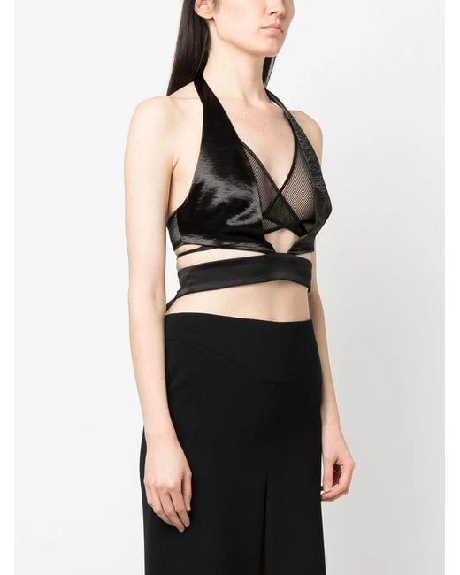 DSquared² Black Wrap-Around Halter-Neck Top