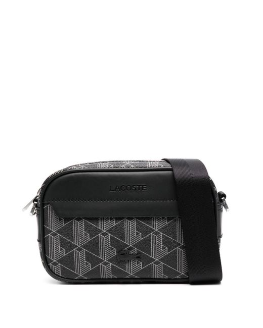 Lacoste Black Monogram-motif Camera Shoulder Bag for men