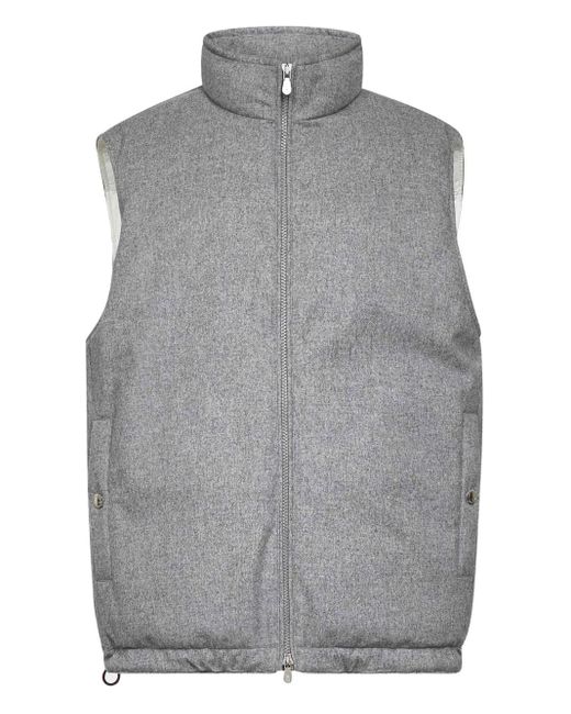Brunello Cucinelli Gilet Met Opstaande Kraag in het Gray voor heren