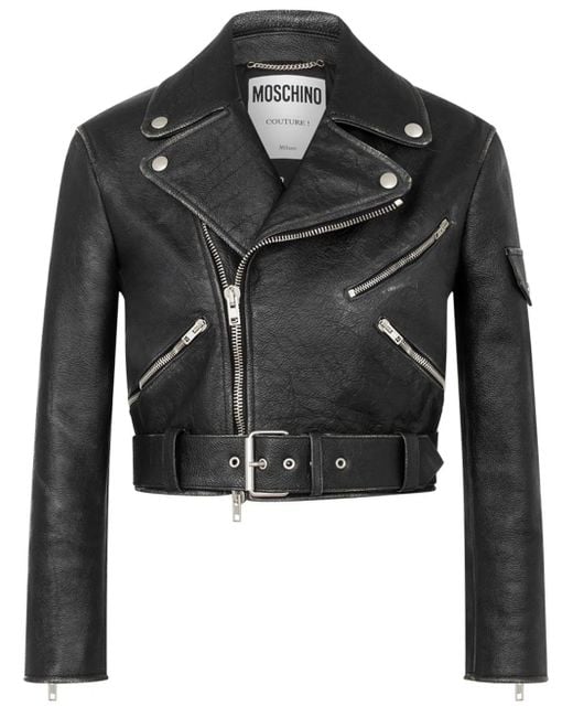 Moschino Women's Black Leather Biker Jacket