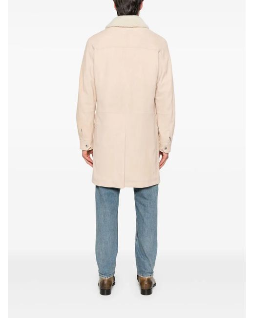 Eleventy Natural Leather Shearling-Collar Parka for men