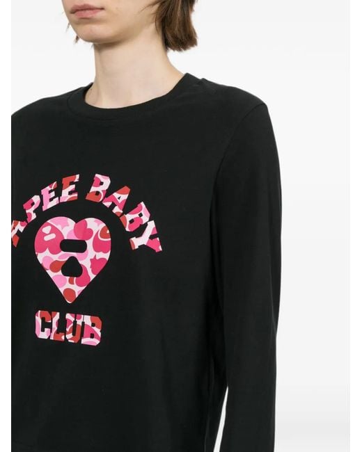 AAPE BY A BATHING AP Black Camo-Heart Logo T-Shirt