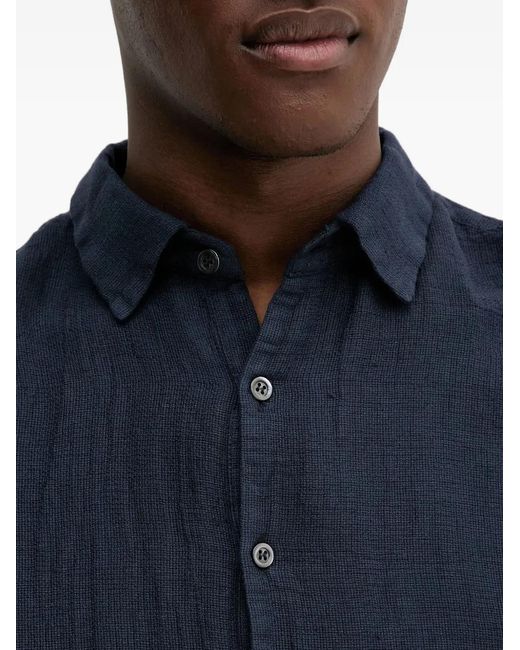 Barena Blue Venezia Textured Half-Button Shirt for men