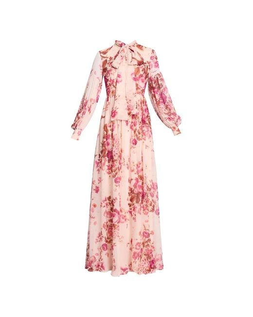 Erdem Pink Floral-Pattern Midi Dress