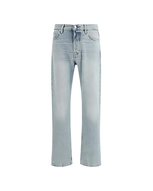 Haikure Blue Logo-Patch Straight-Leg Jeans for men