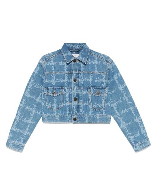 Vivienne Westwood Blue Cropped Jacket With Flap Pockets