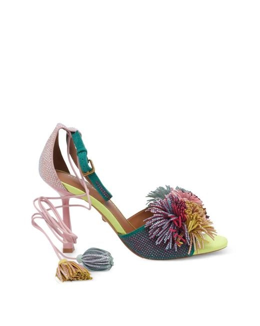 Kurt Geiger Green Pompom Tie Pumps