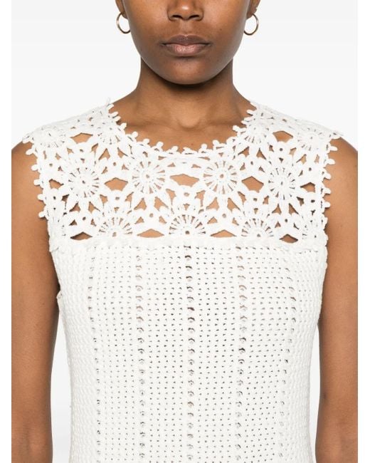 Maje White Crochet-Knit Minidress
