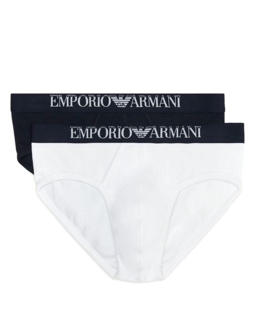 Emporio Armani Twee Boxershorts Met Logoband in het White voor heren