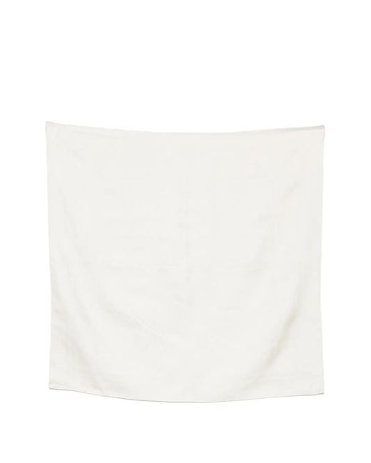 Totême White Embroidered Silk Scarf