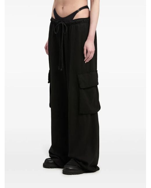 Palm Angels Black Wide-Leg Cotton Cargo Trousers