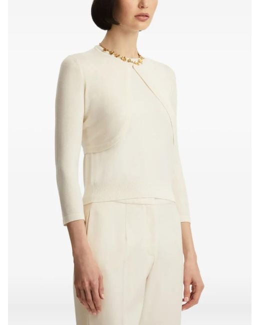 Oscar de la Renta White Three-Quarter Sleeves Bolero