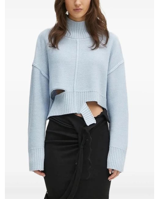 MM6 by Maison Martin Margiela Blue High-Neck Sweater