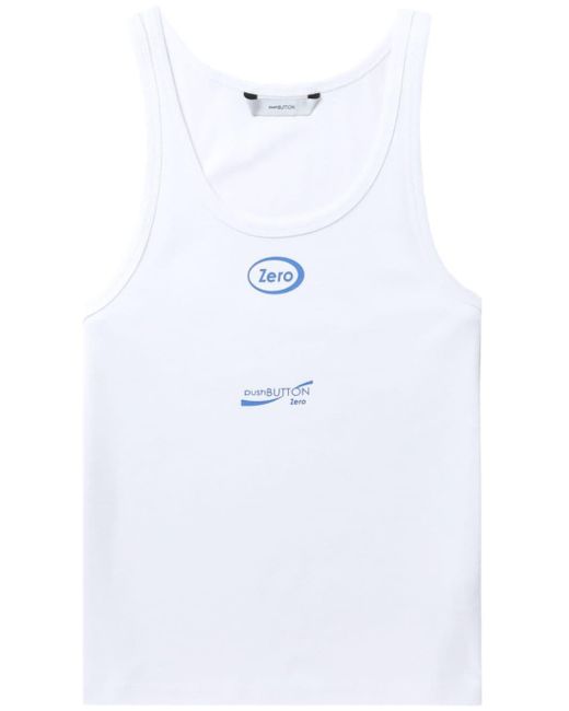 Pushbutton White Logo-print Cotton Tank Top