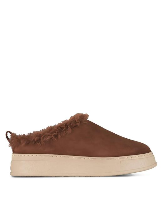 Agl Attilio Giusti Leombruni Brown Mules En Daim À Plateforme