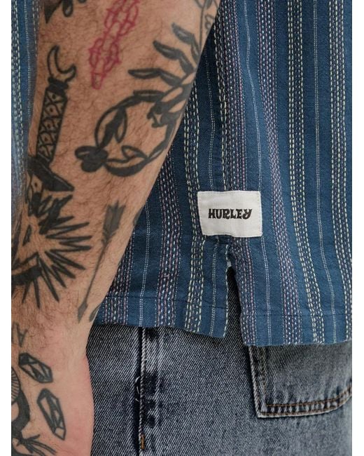Hurley Blue Vertical-Stripe Chest-Pocket Shirt for men
