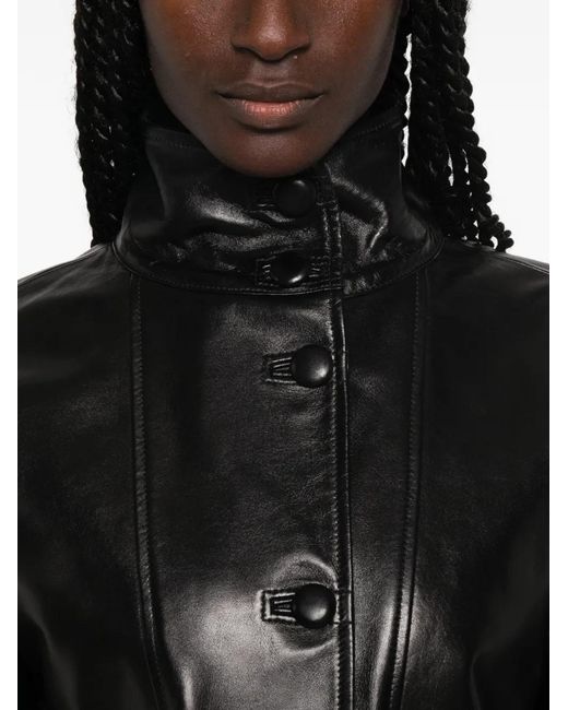 Sandro Black Oversized Leather Jacket