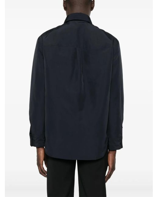 Emporio Armani Blue Logo-Patch Shirt Jacket for men