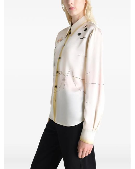 Lemaire White Pointed-Collar Landscape Shirt