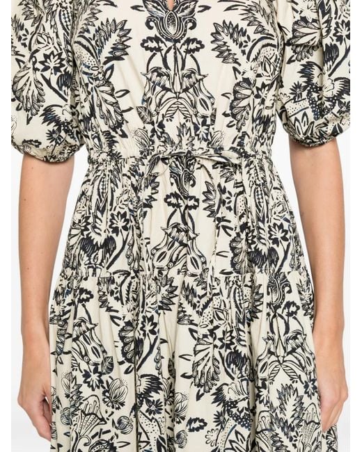 Ulla Johnson White Harriet Midikleid mit Puffärmeln