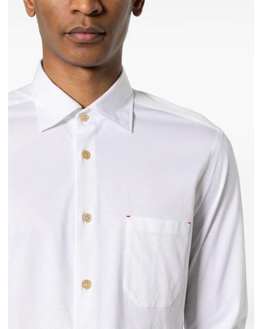 Kiton White Nerano Jersey Shirt for men