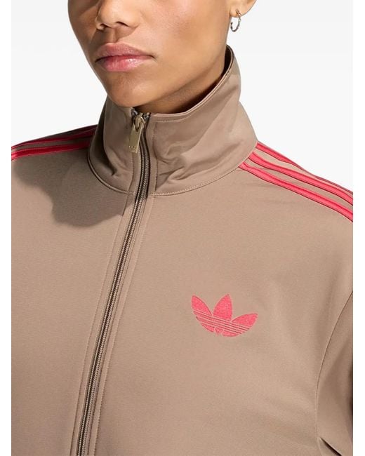 Adidas Brown Logo-Embroidered Striped Track Jacket