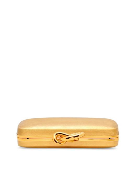 Oscar de la Renta Natural Knot Minaudière Textured-Finish Clutch Bag